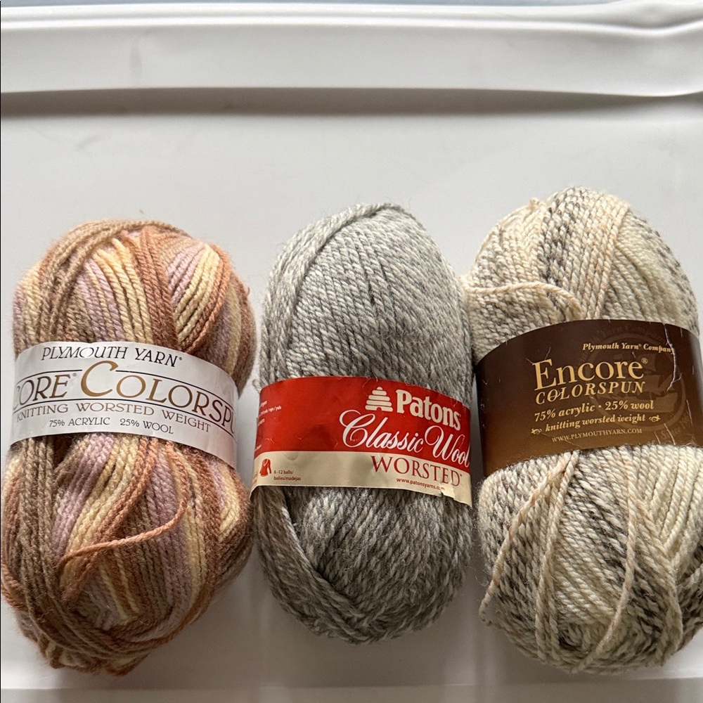 Plymouth yarn& Patons yarn
Size:3.5oz
Color: grays&tans
